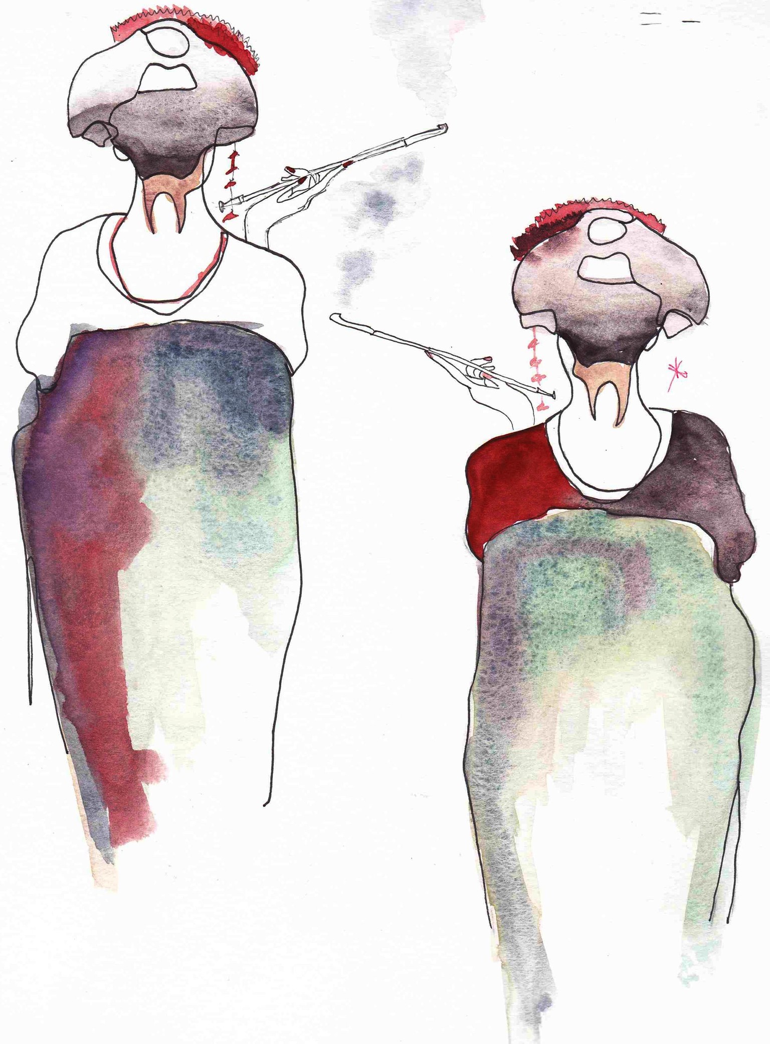 Watercolor For Beginners: Line Drawing Of Japanese Lady - image 3 - student project
