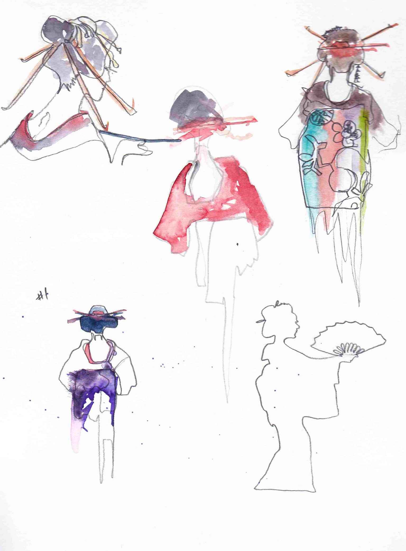 Watercolor For Beginners: Line Drawing Of Japanese Lady - image 1 - student project