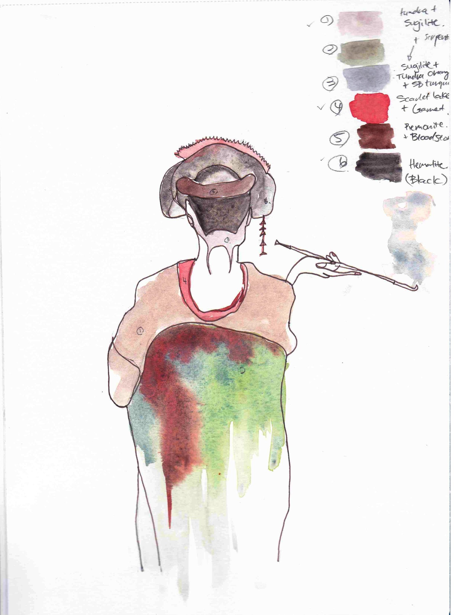 Watercolor For Beginners: Line Drawing Of Japanese Lady - image 2 - student project