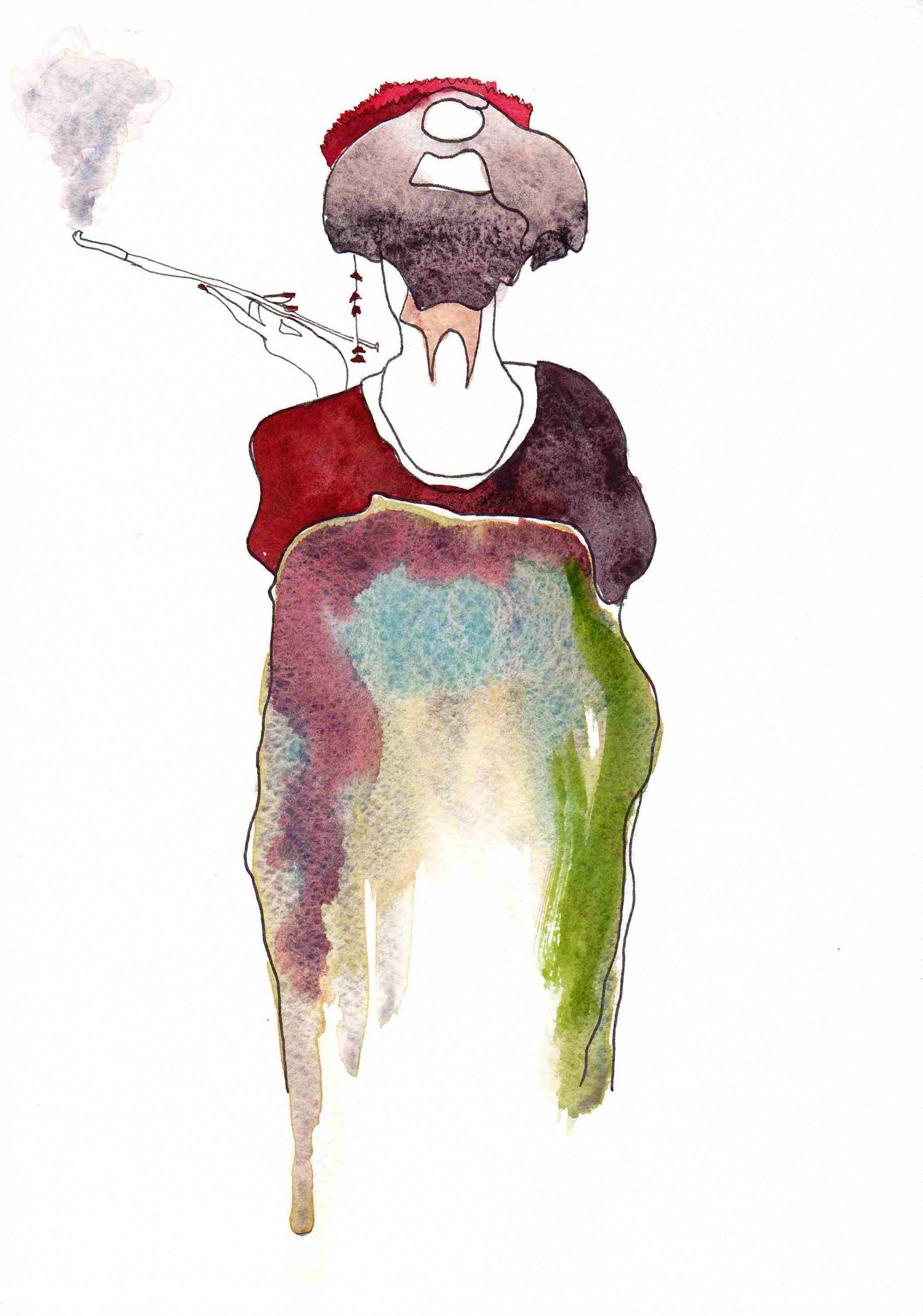 Watercolor For Beginners: Line Drawing Of Japanese Lady - image 4 - student project