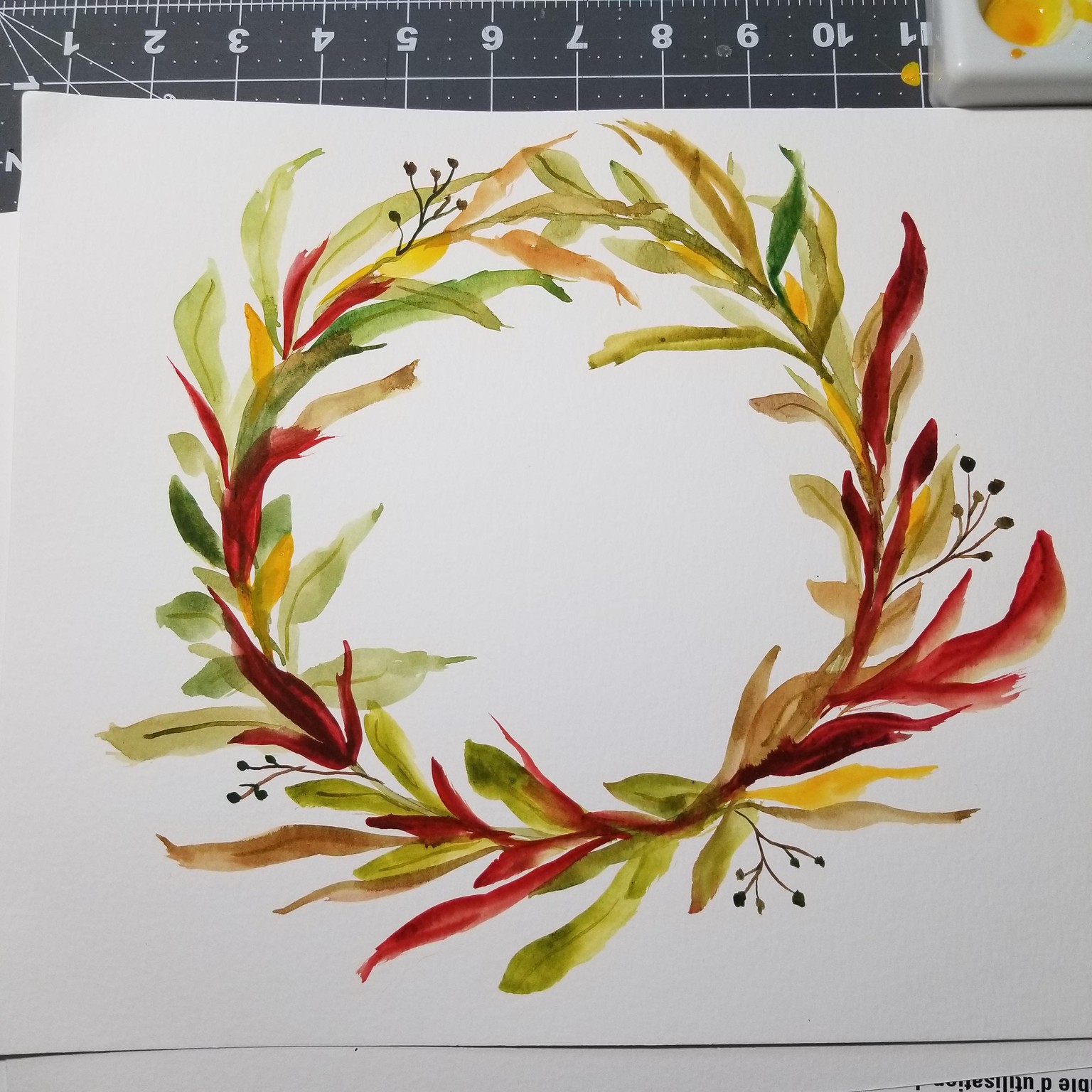 Watercolor Fall leaves - image 1 - student project