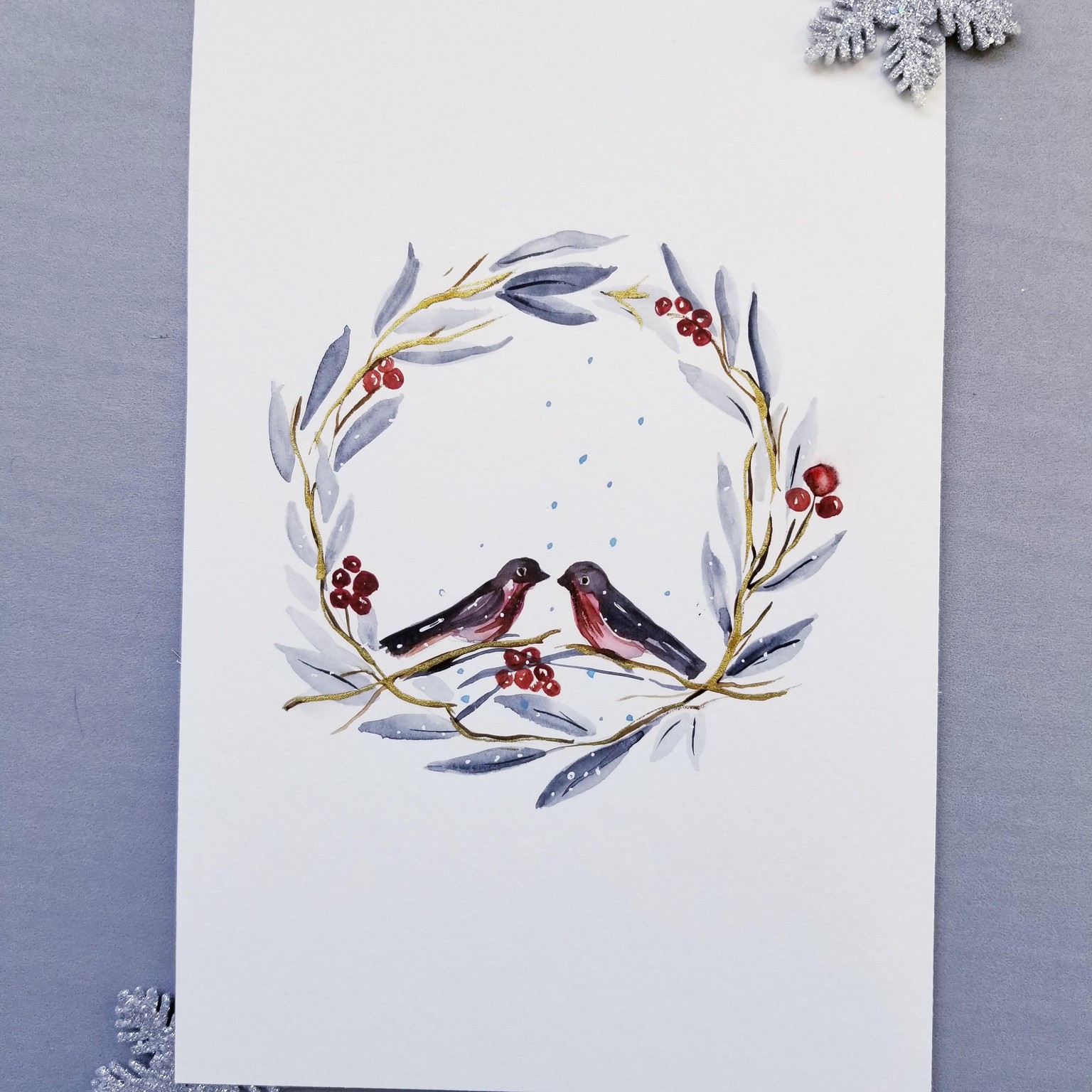 Watercolor Winter Wreaths - image 3 - student project