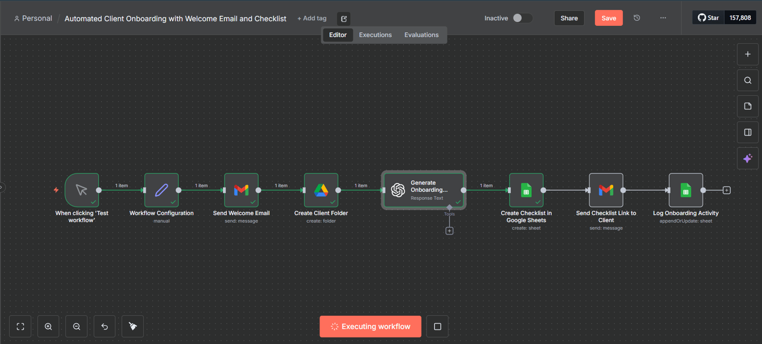 Automated Client Onboarding with Welcome Email and Checklist - image 1 - student project