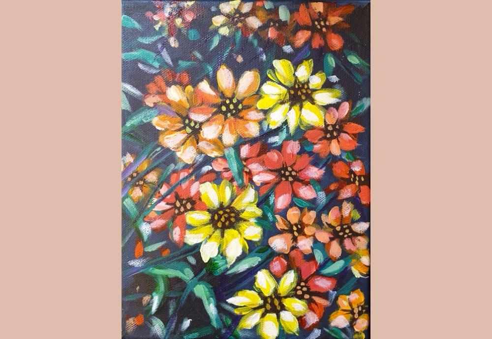 Acrylic flower painting - image 2 - student project