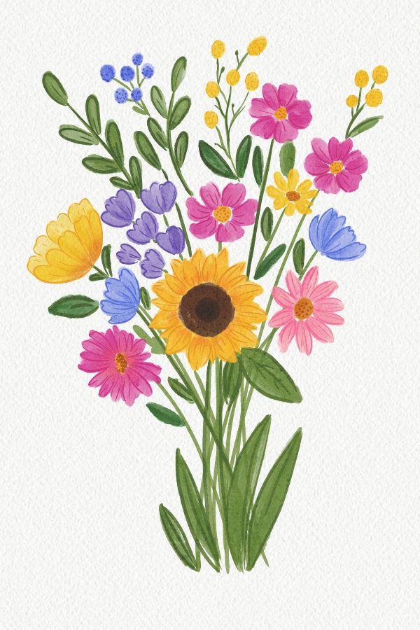 Loose Watercolor Florals in Procreate - image 1 - student project