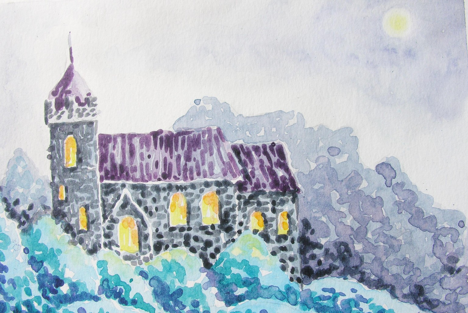 Charming Watercolor Castle in the Woods - image 2 - student project