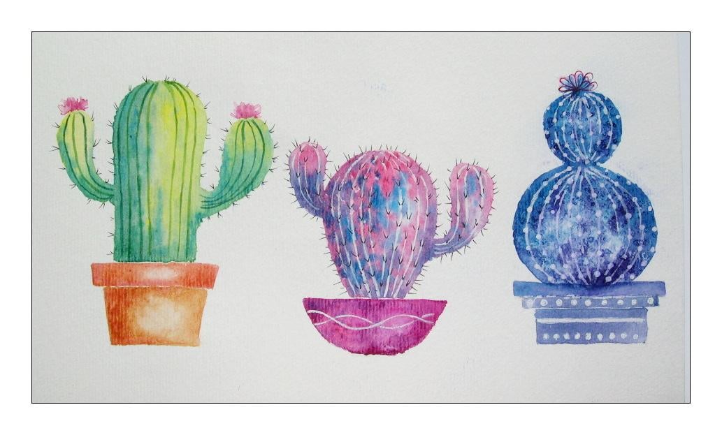 Fun & Simple Watercolor Cacti - image 1 - student project