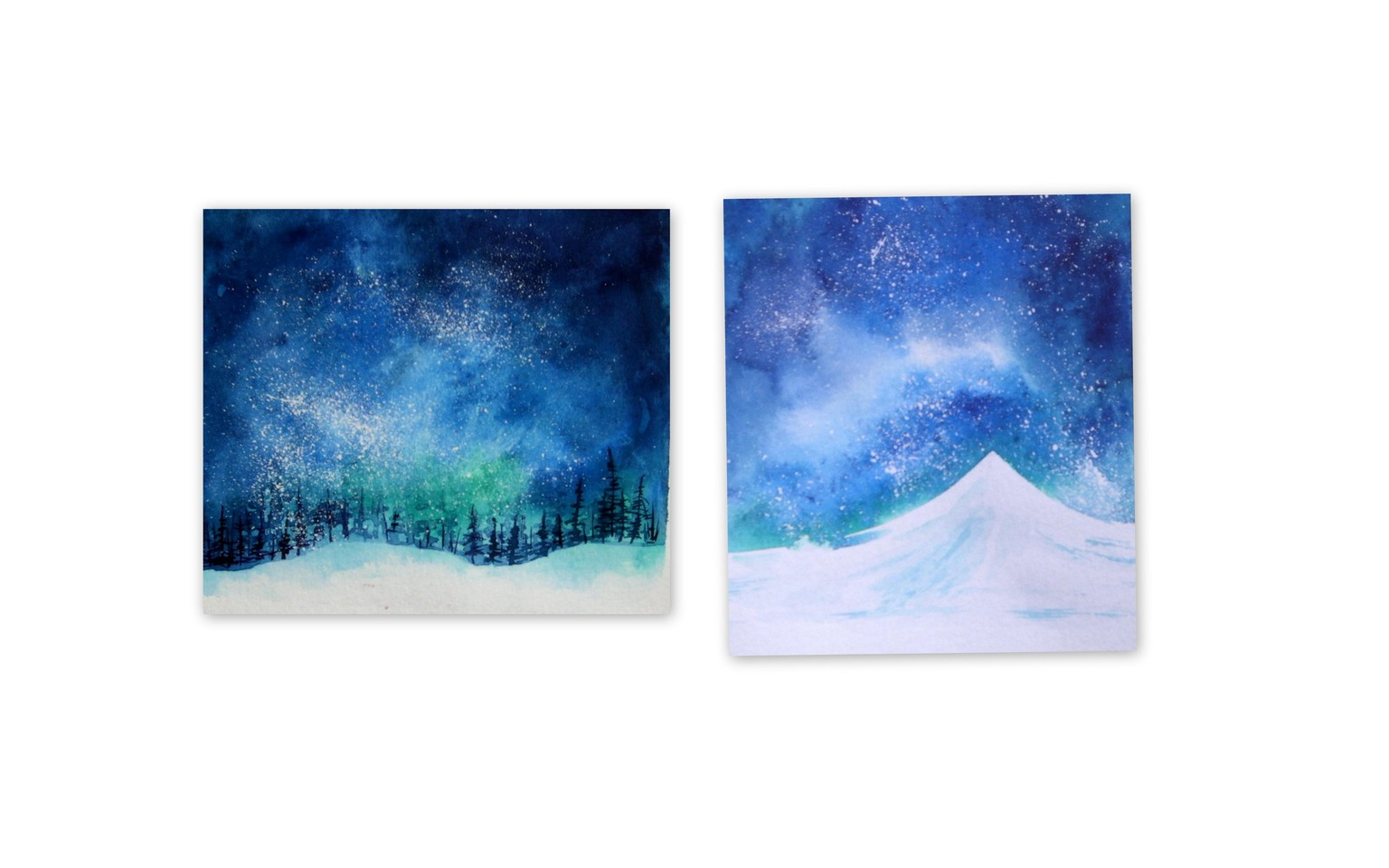 Snowy Galaxy Landscape Painting with Watercolors - image 1 - student project