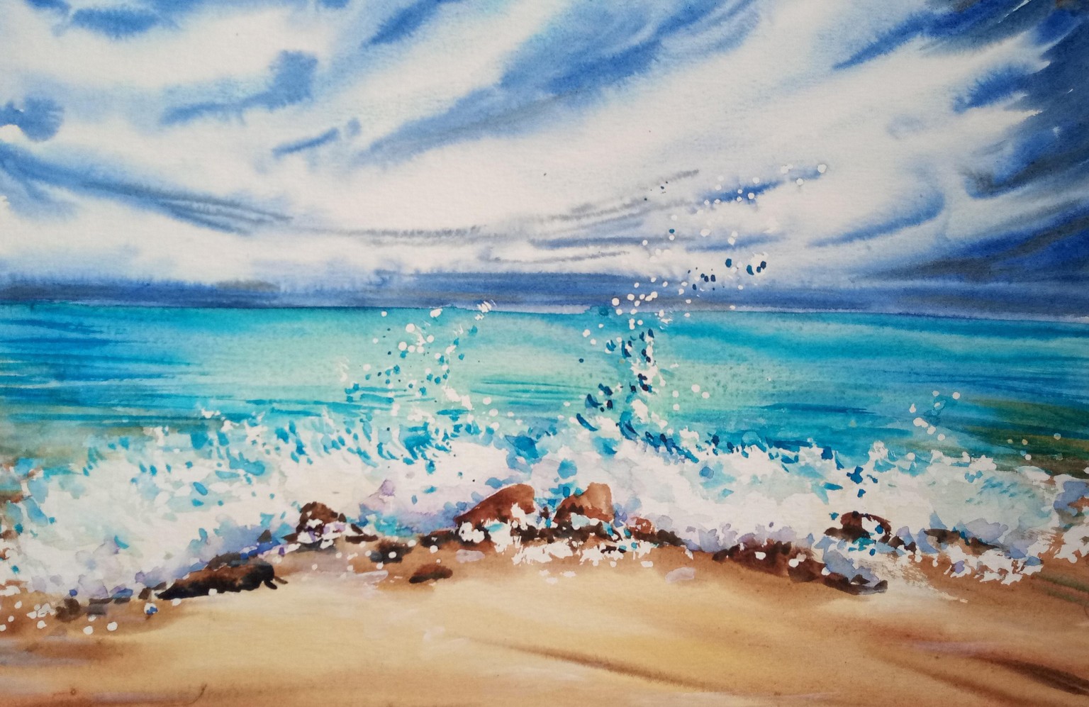Watercolor Ocean Waves - image 2 - student project