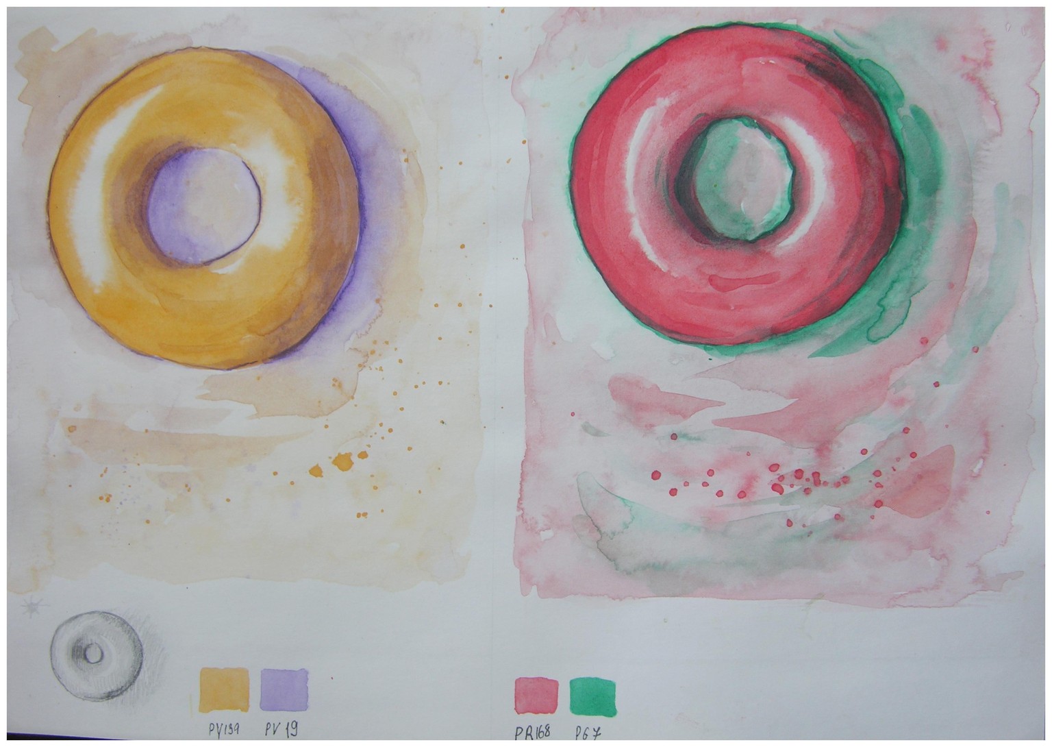 The Watercolor Painting Series - Semi-Realistic Complementary Donuts - image 2 - student project