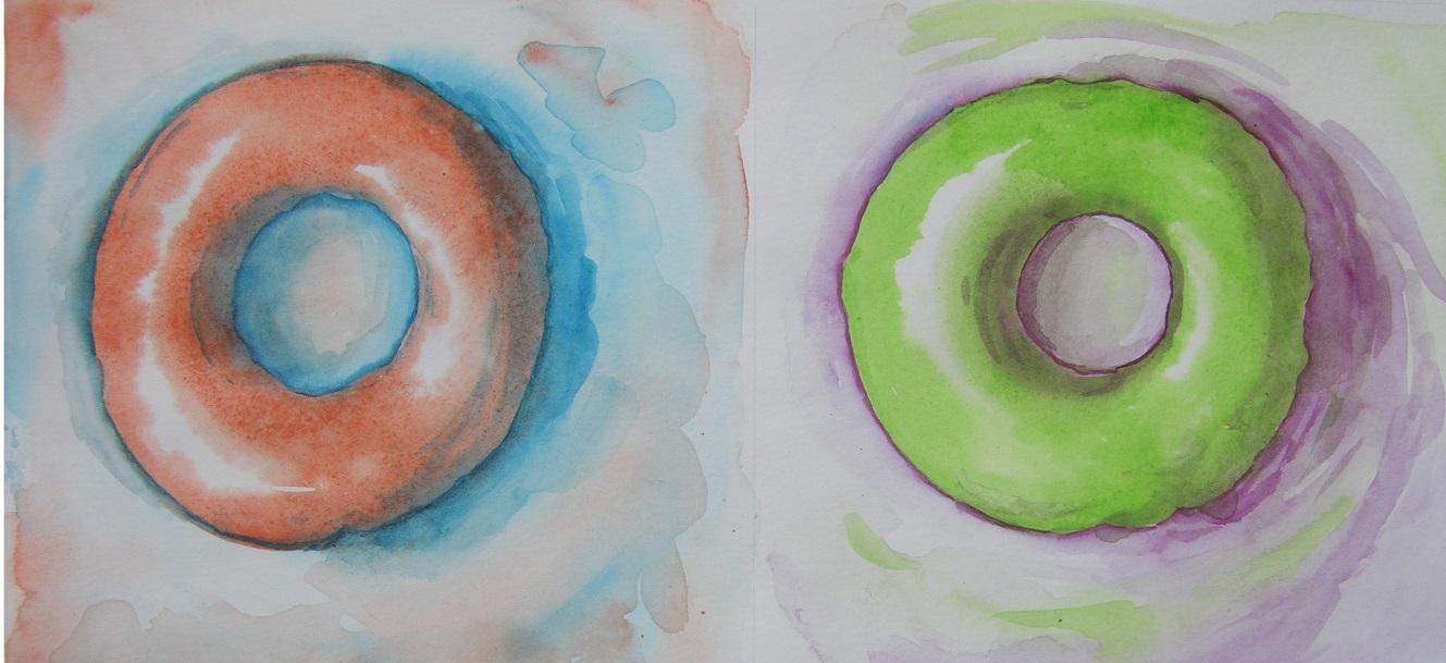 The Watercolor Painting Series - Semi-Realistic Complementary Donuts - image 1 - student project