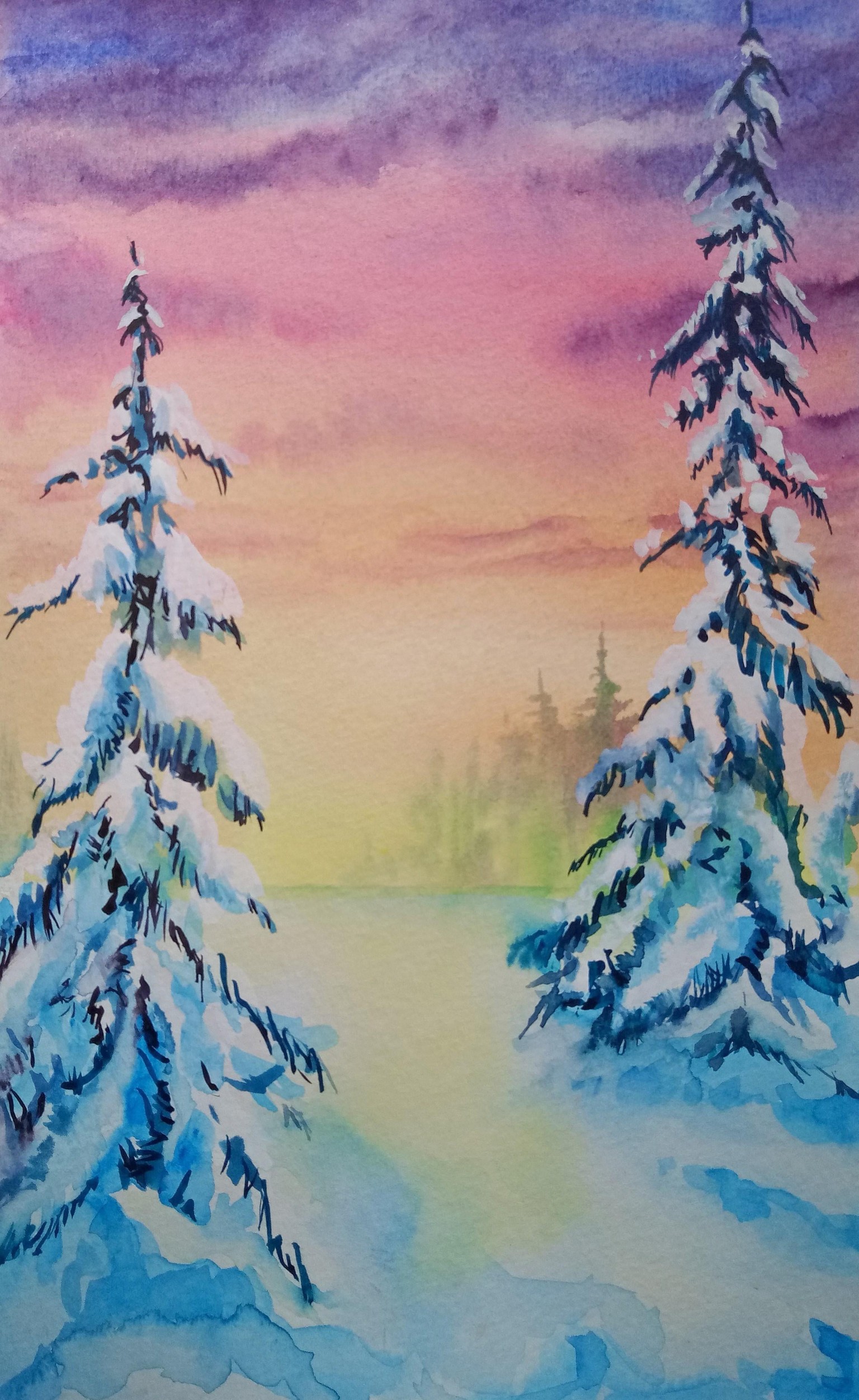 Learn to Paint Gorgeous Winter Pines - image 1 - student project