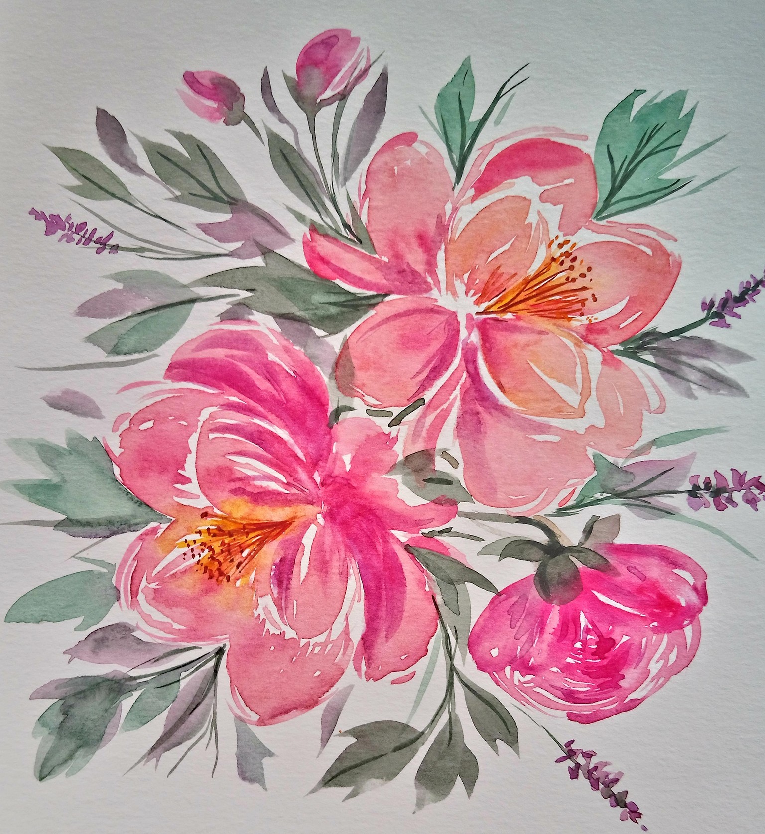 Easy-to-Learn: Loose Watercolor Peonies - image 1 - student project