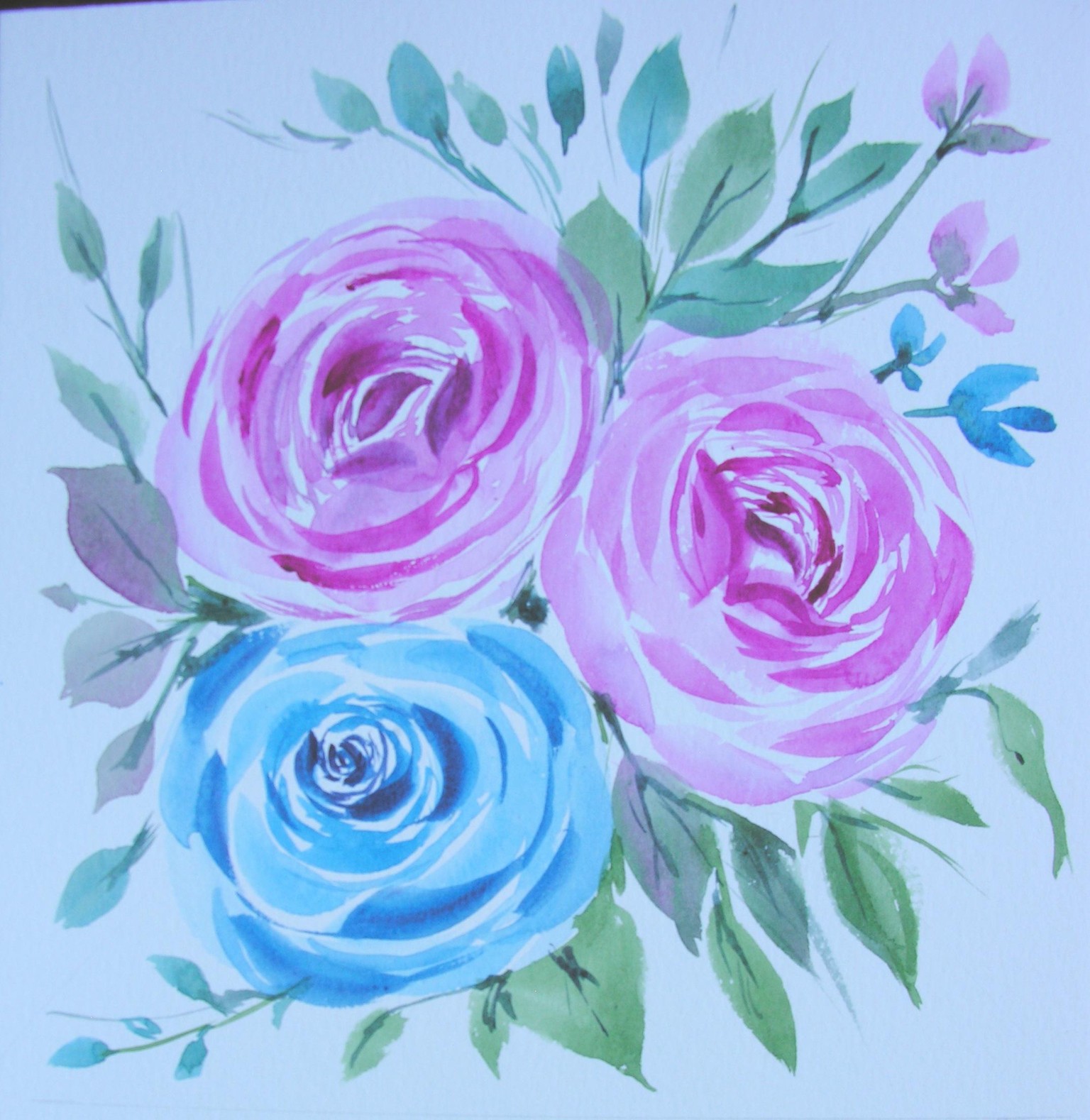 Loose Watercolor Florals Using a Dagger Brush - image 2 - student project