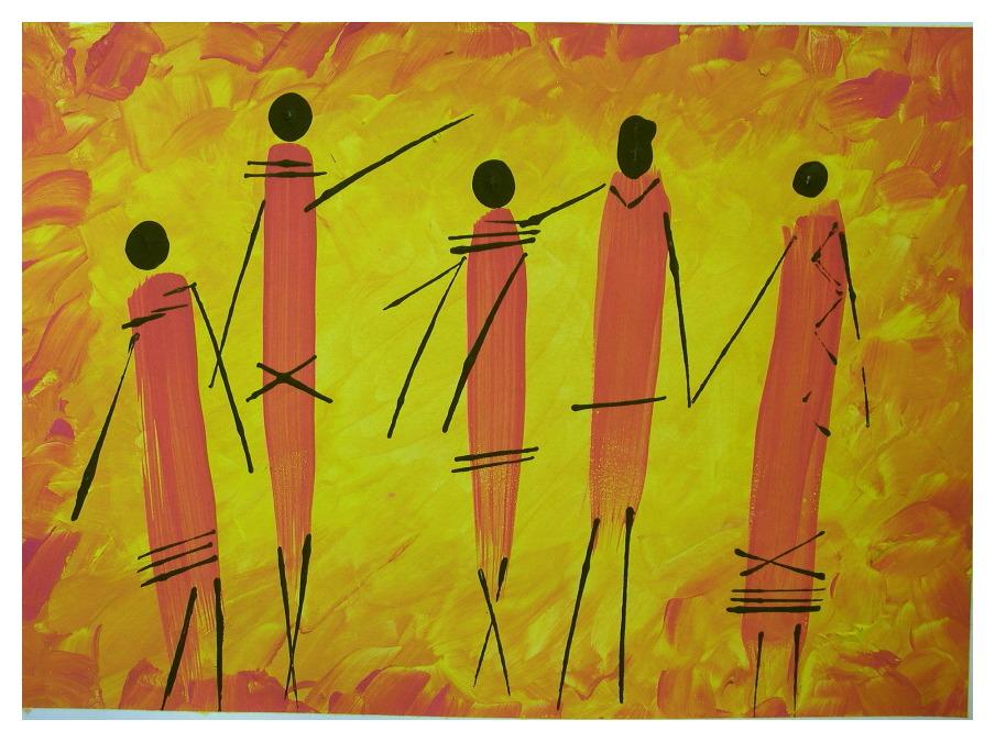 Maasai Warriors: Acrylic Painting Project for Children and Beginners - image 1 - student project