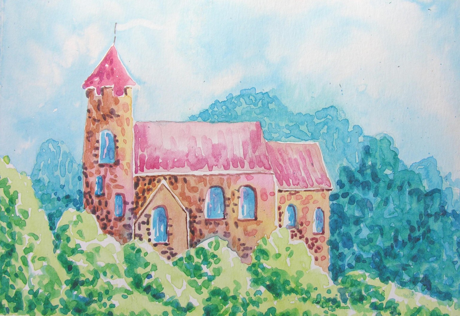 Charming Watercolor Castle in the Woods - image 1 - student project