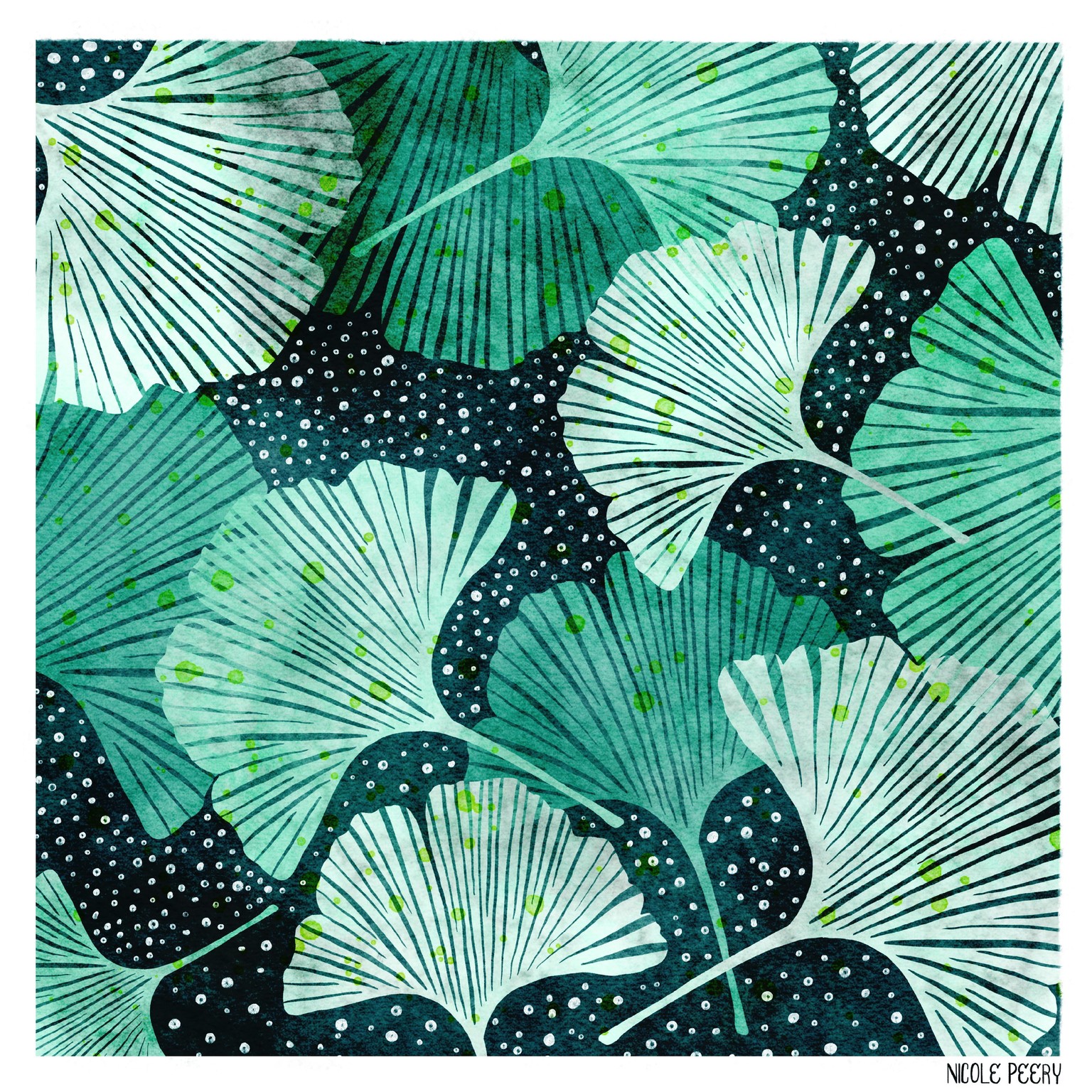 Negative painting fun with a ginkgo leaf brush I made a few months ago - image 1 - student project