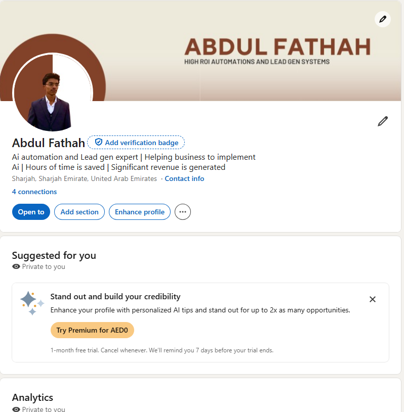 My linkedin profile - image 1 - student project