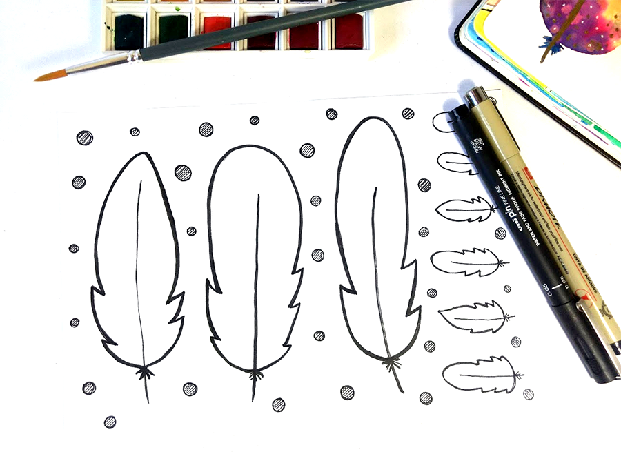 Watercolor Feathers - image 1 - student project