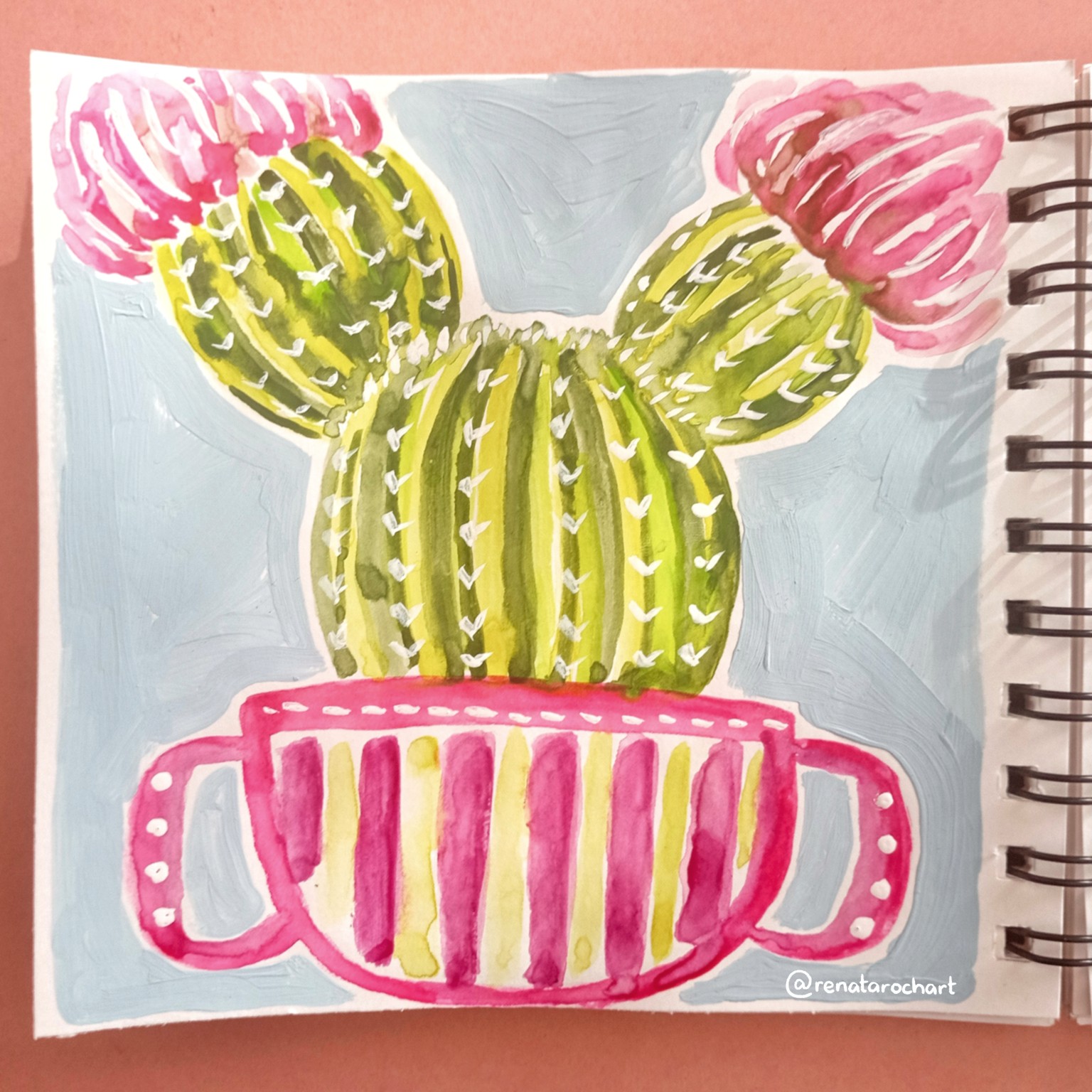 Watercolor Cactus - image 1 - student project