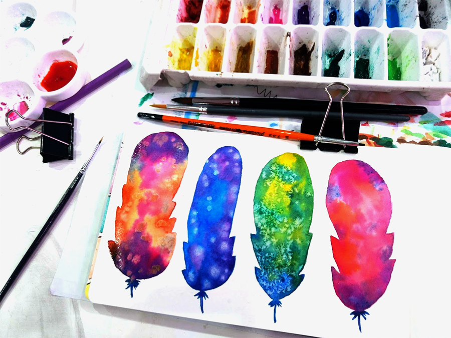 Watercolor Feathers - image 2 - student project
