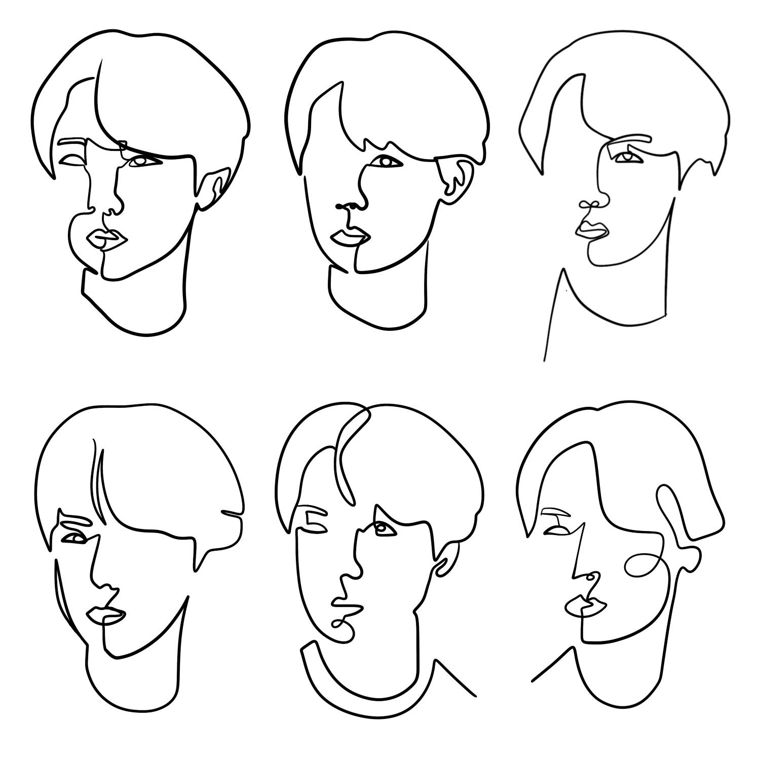 Abstract one-line face drawings - image 1 - student project