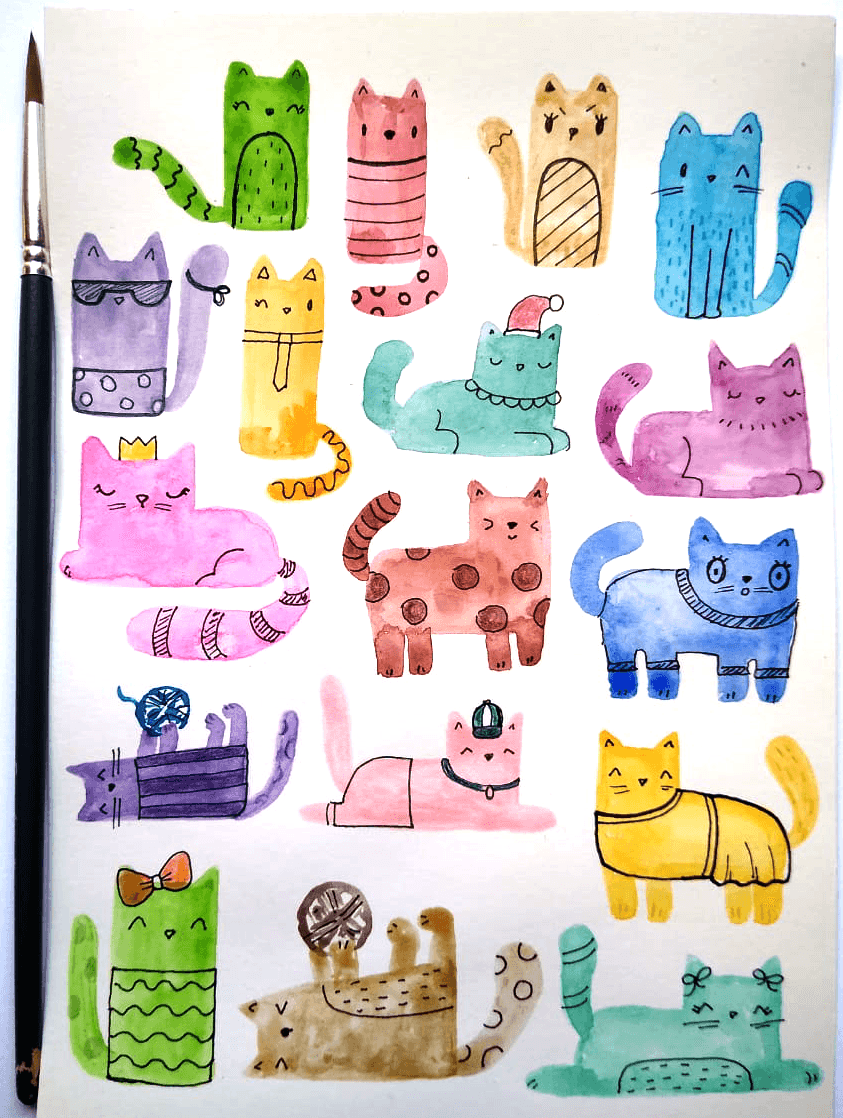 Watercolor Cats - image 2 - student project