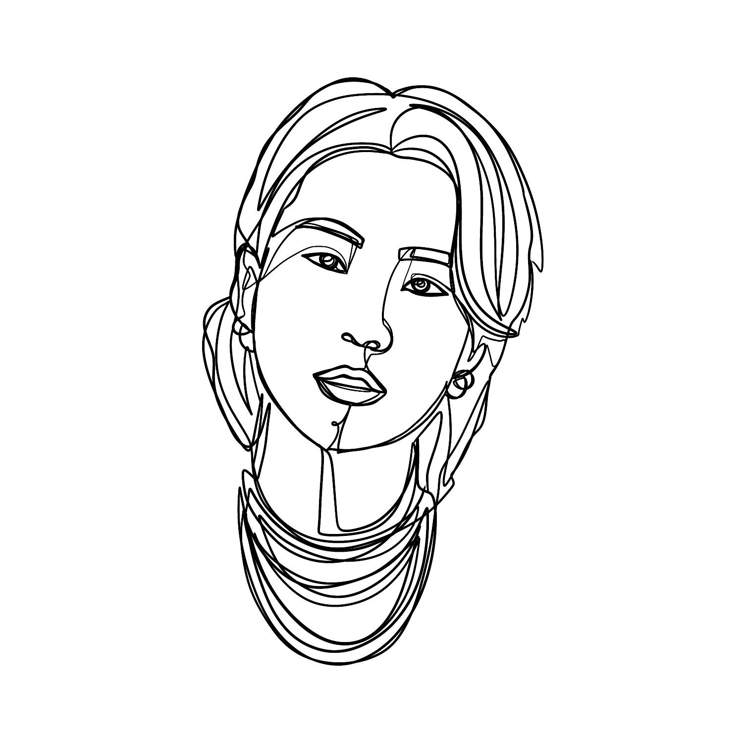Abstract one-line face drawings - image 4 - student project
