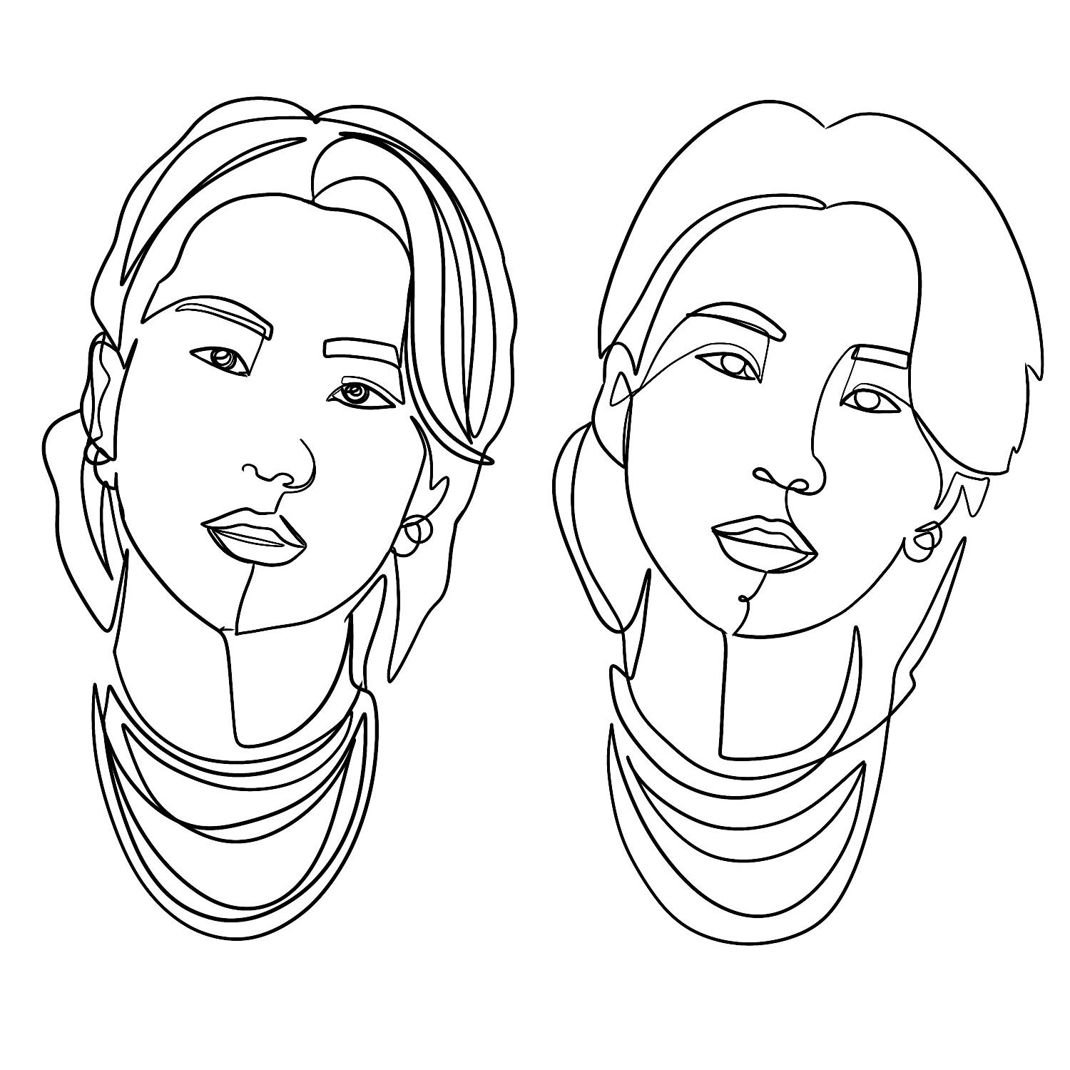 Abstract one-line face drawings - image 3 - student project