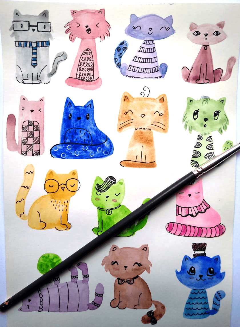 Watercolor Cats - image 1 - student project