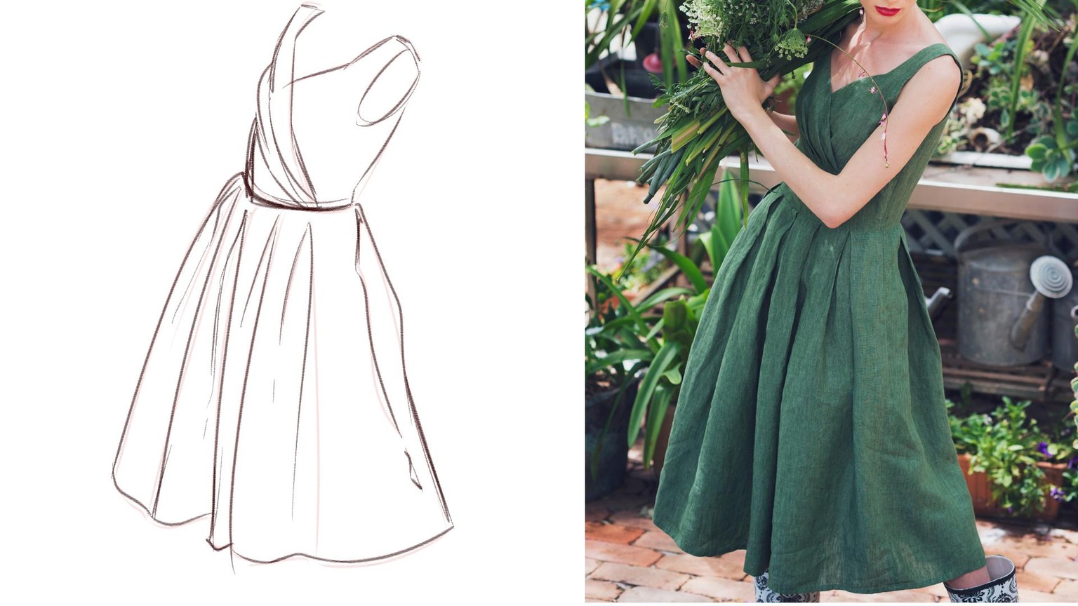 Green Dress With Pipe Folds! - image 2 - student project