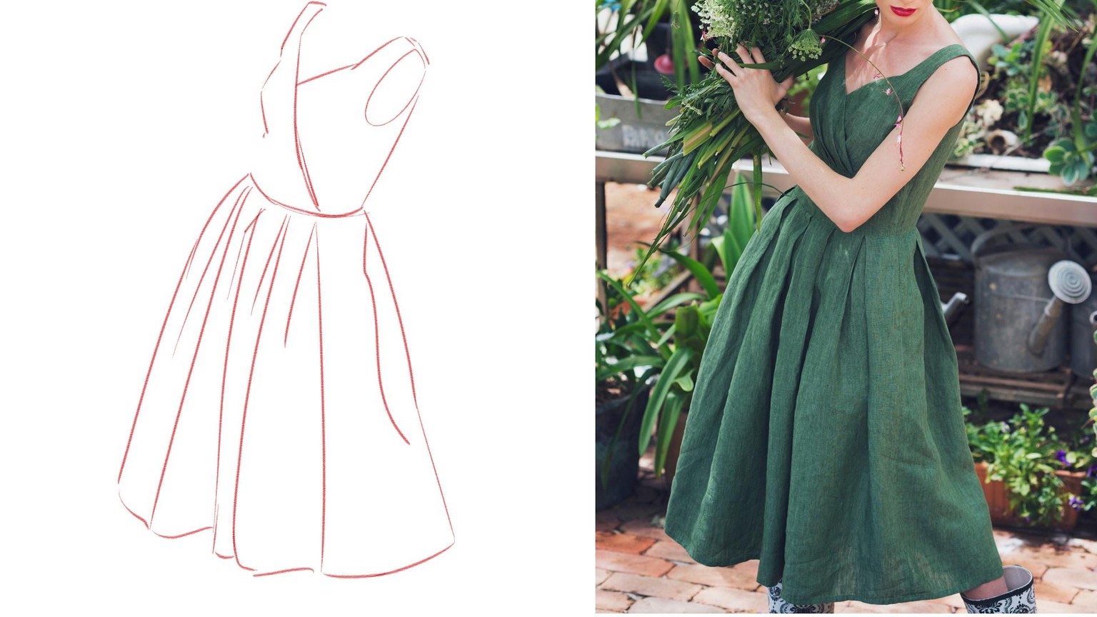Green Dress With Pipe Folds! - image 1 - student project