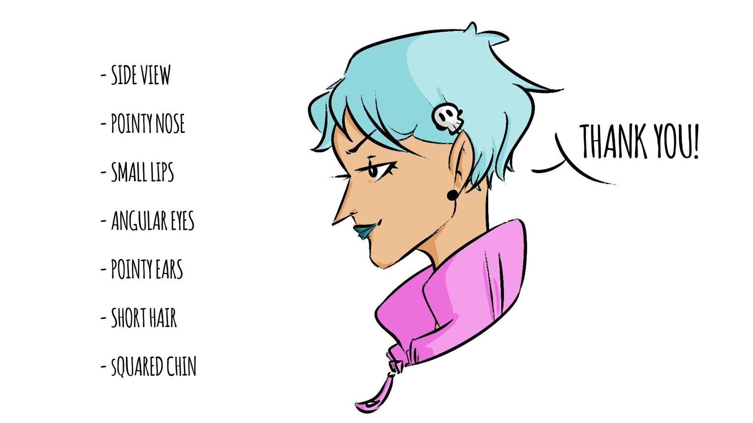 My Pointy Short (Blue) Haired Character! - image 1 - student project