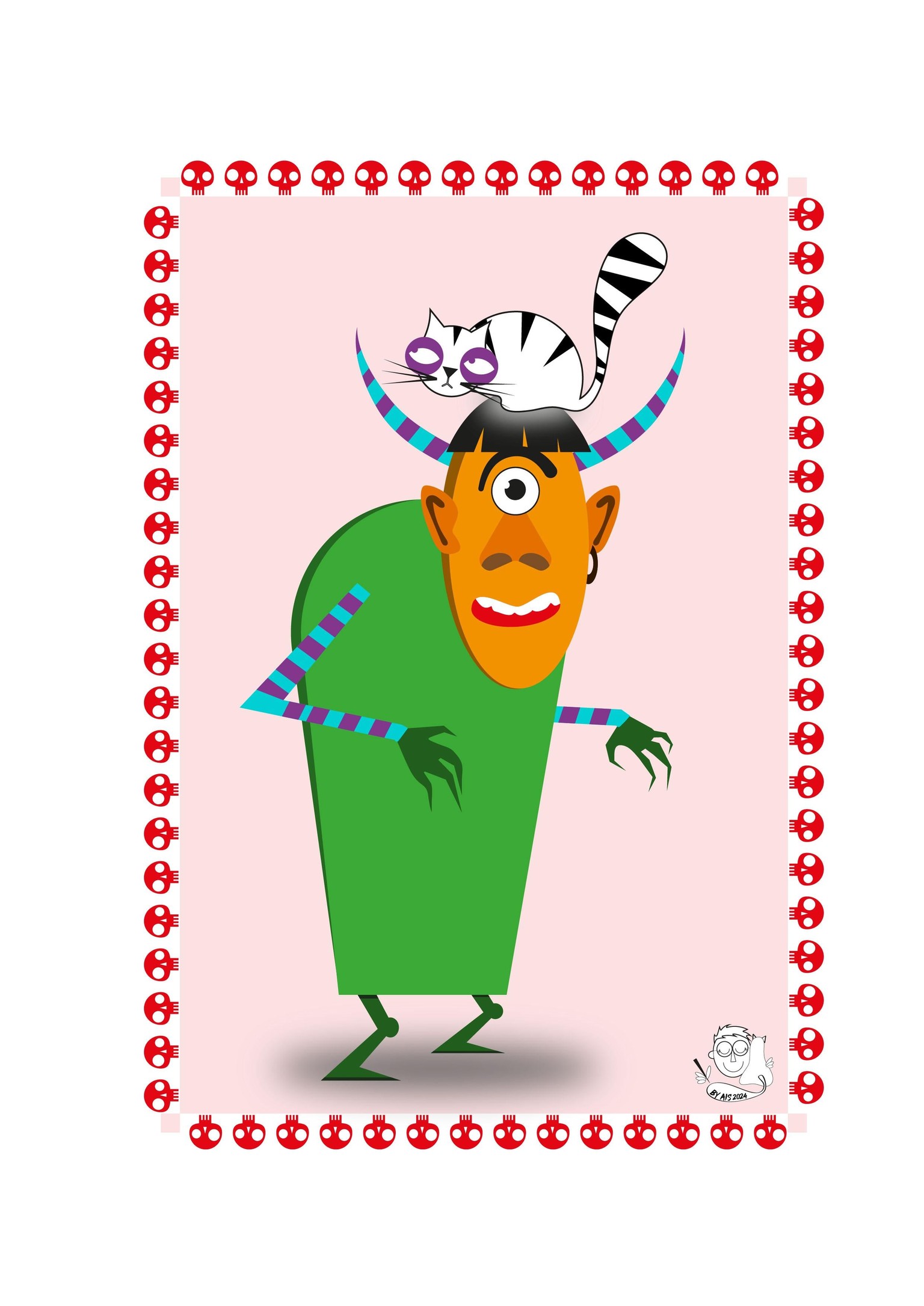 Vector monster with cat - image 1 - student project