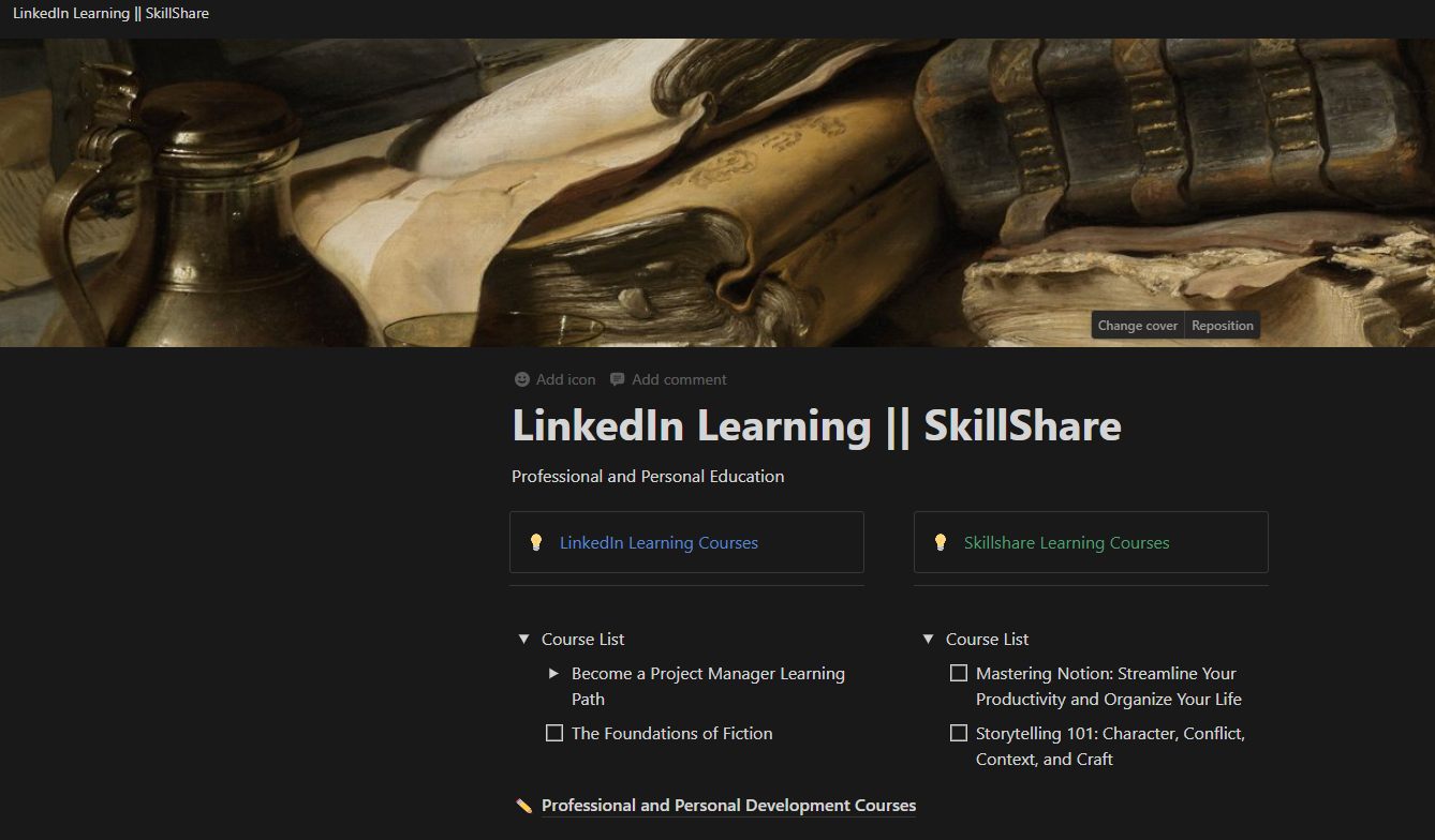 Course List in Notion - image 1 - student project