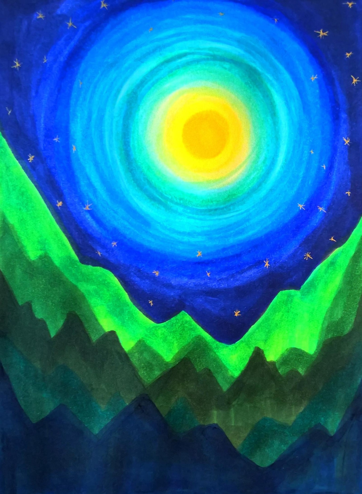 Layered mountains with Copic Markers - image 2 - student project
