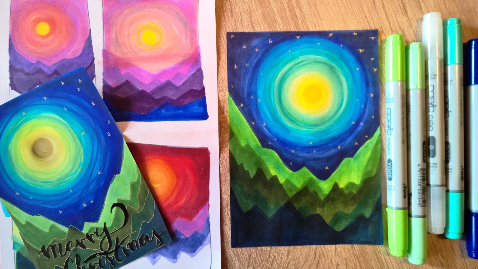 Layered mountains with Copic Markers - image 1 - student project