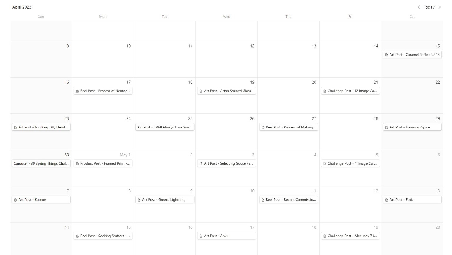 Content Calendar / Plan - image 1 - student project