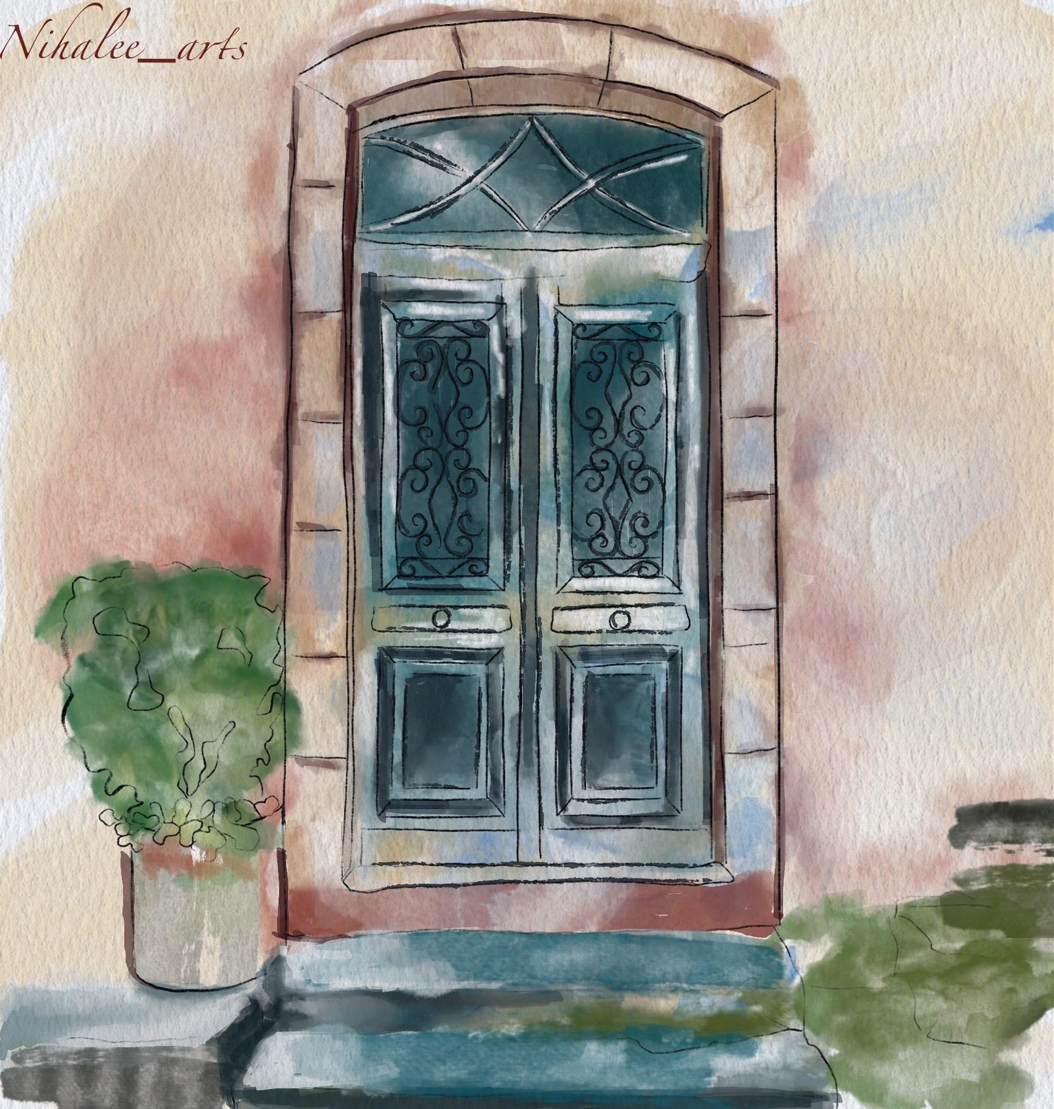 loose watercolor art-doors and windows - image 1 - student project