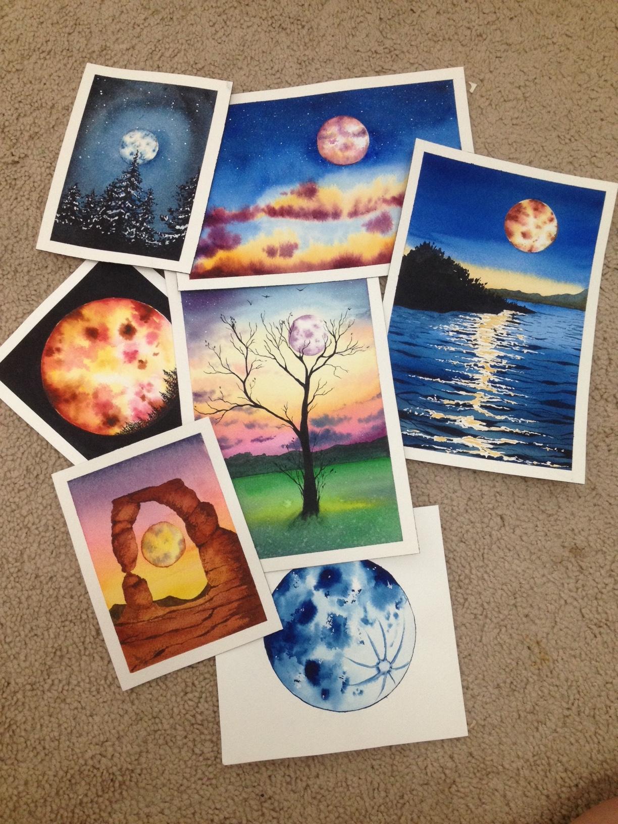 Watercolor Moonscapes - image 1 - student project