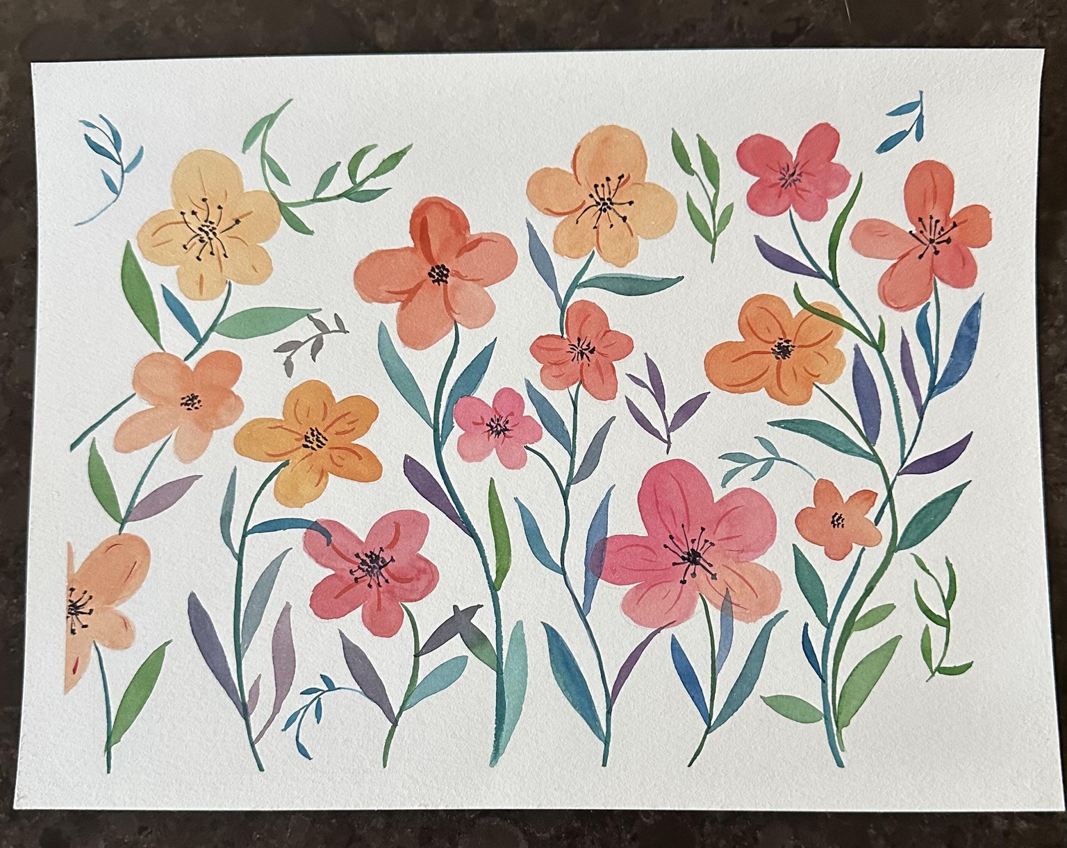 Simple watercolour flowers - image 1 - student project