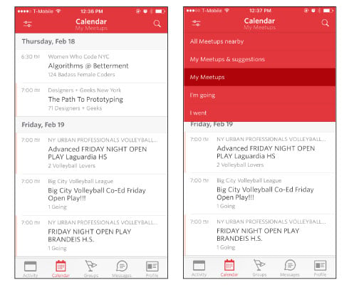 Heuristic evaluation: Meetup's iPhone app - image 1 - student project