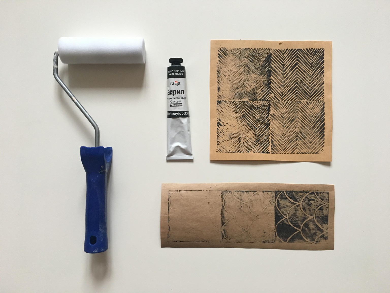 Geometric Linocut Patterns - image 4 - student project