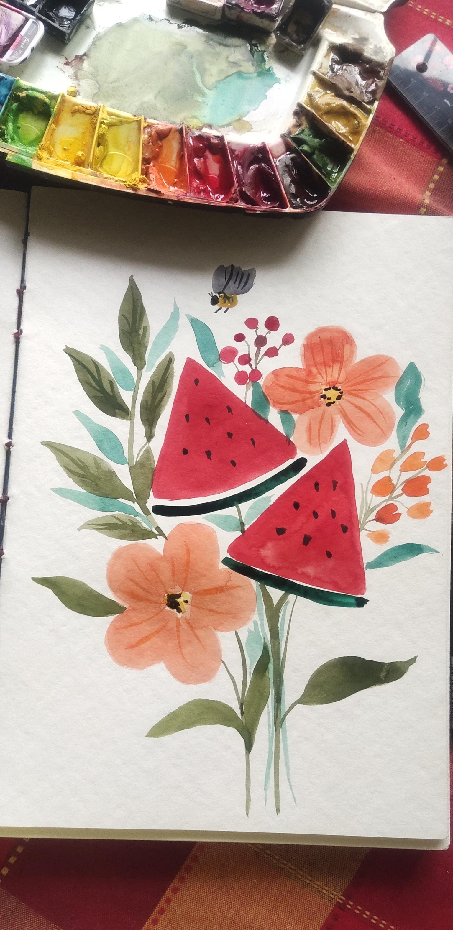 Fruit arrangement with flowers - image 1 - student project