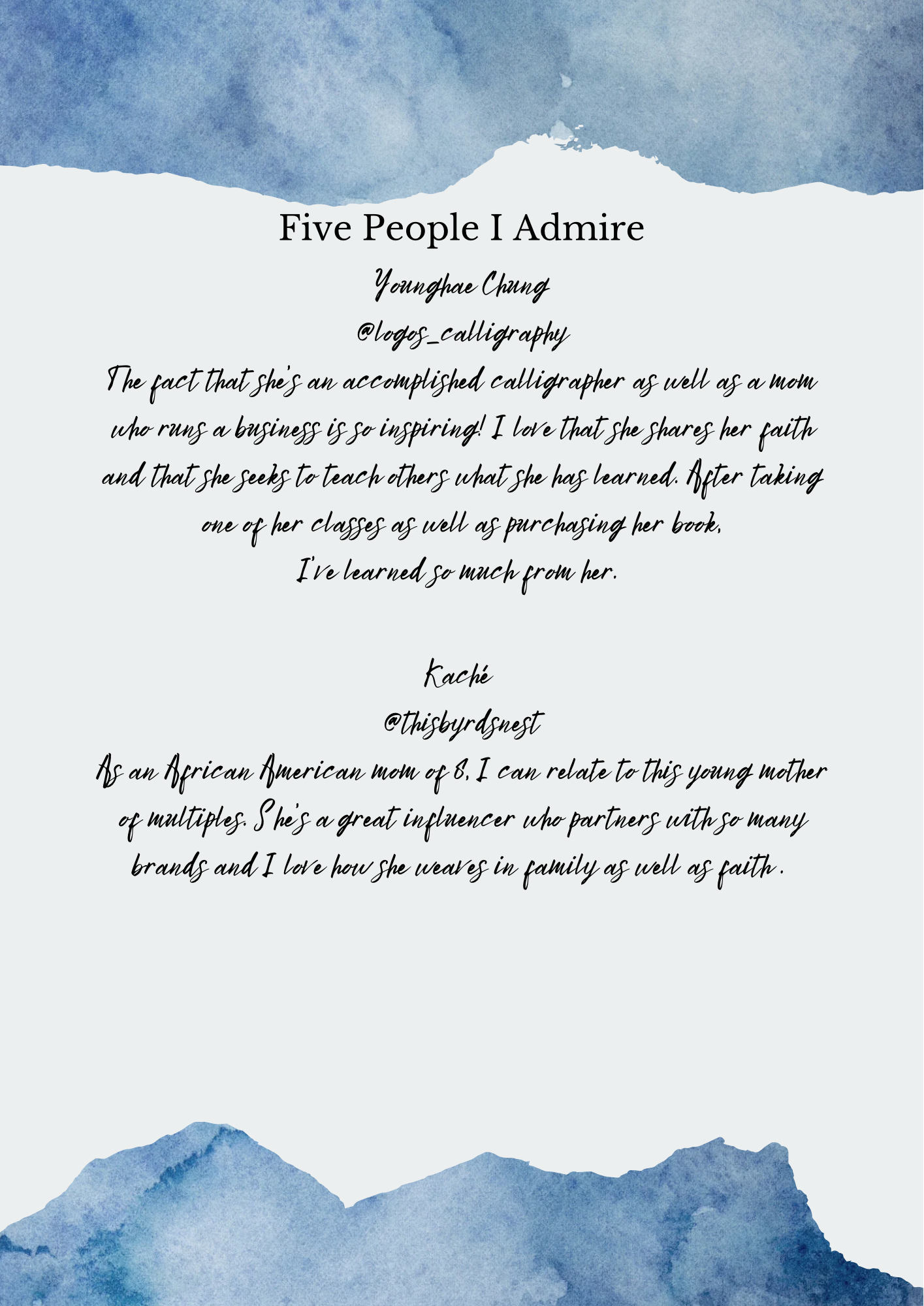 Five People I Admire & Why - image 2 - student project