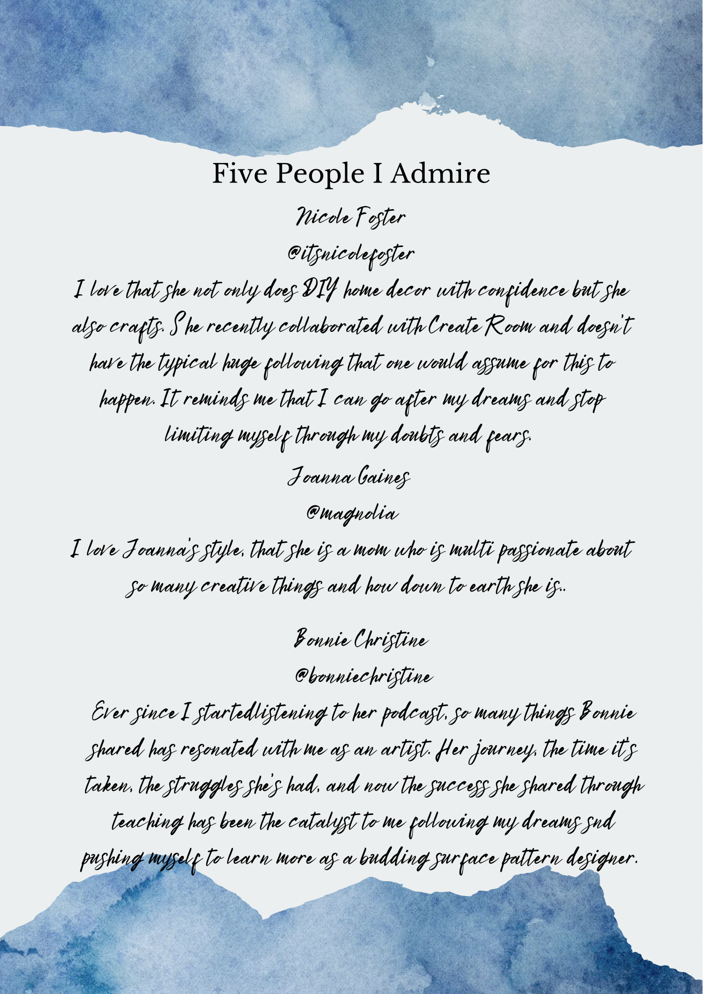 Five People I Admire & Why - image 1 - student project