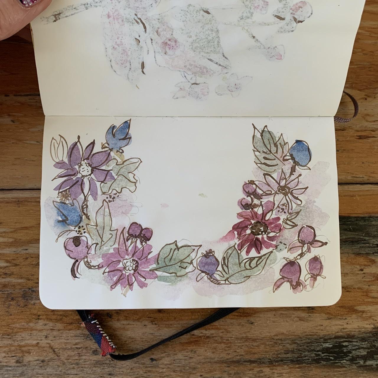 Loose watercolour florals with ink - image 4 - student project