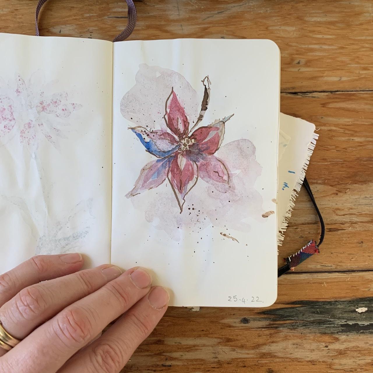 Loose watercolour florals with ink - image 2 - student project