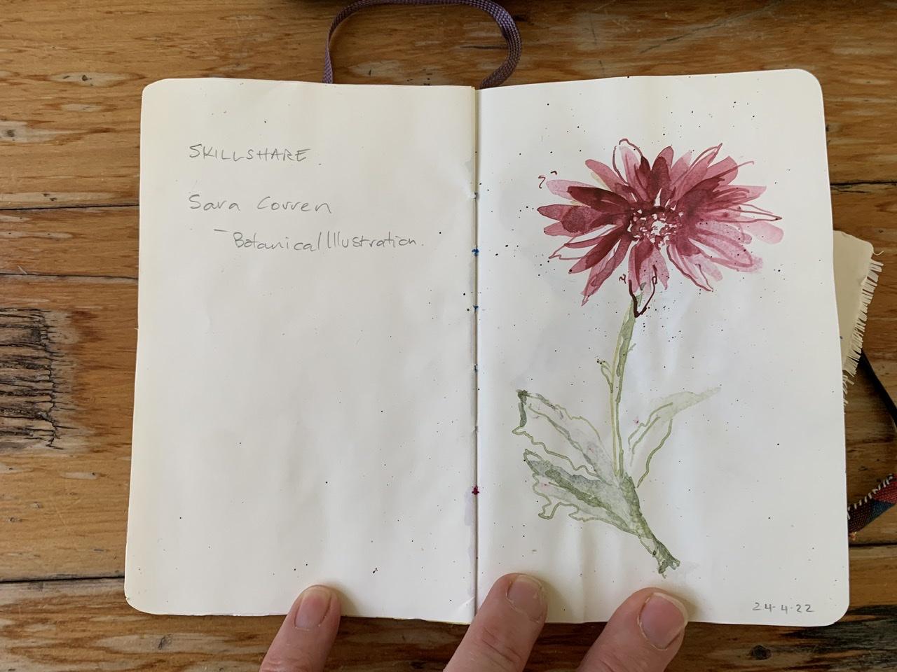 Loose watercolour florals with ink - image 1 - student project