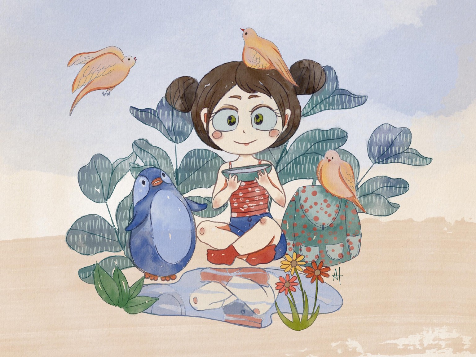 Watercolor Character in Procreate - image 1 - student project